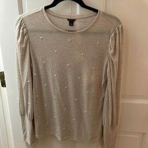Ann Taylor tan Pearl long sleeved shirt, Medium